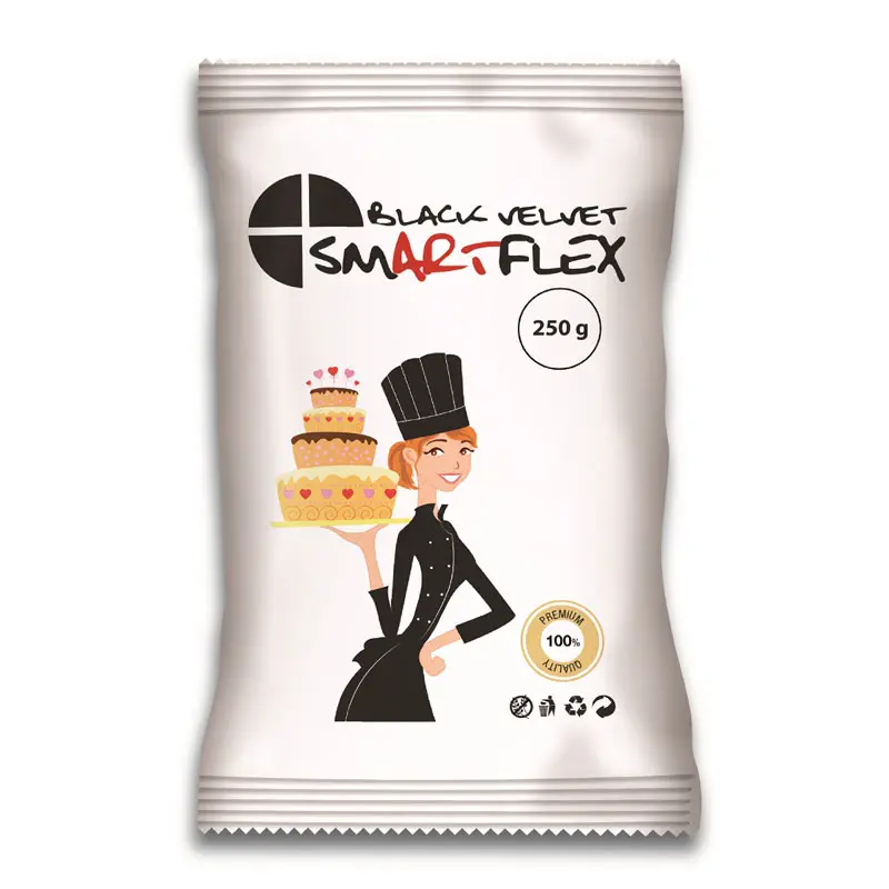 Smartflex Black Velvet – czarna masa cukrowa 0,25 kg – smak waniliowy