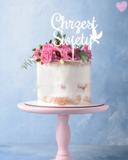 Topper na tort - Chrzest Święty Gołąb 12 cm - Miniowe Love