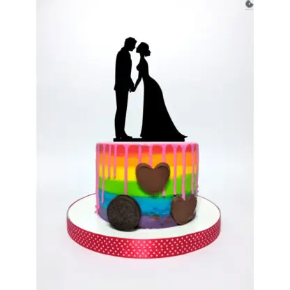 Topper na tort - Ślubna Para - Elegancka - 15 cm Czarny