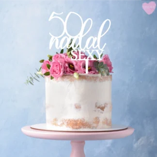 Topper na tort - Miniowe Love - 50 Nadal SEXY - 15 x 9 cm Czarny