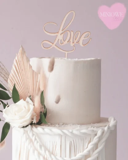 Topper na tort - Miniowe Love - Mini Love 3 Drewno