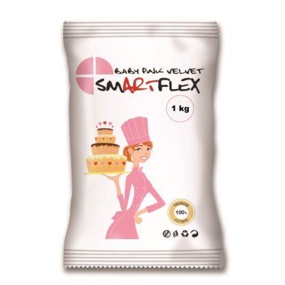 Masa cukrowa/lukier plastyczny Smartflex Velvet - Baby Pink/jasnoróżowa - 1 kg- smak waniliowy