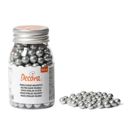 Cukrowa Posypka Srebrne Duże Perły 8 mm 100 g - obrazek 2