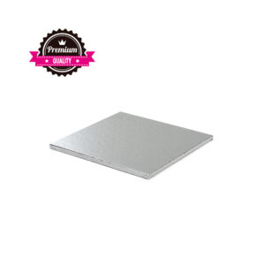 zdjęcie Podkład pod tort kwadratowy Srebrny 20x20 cm, h 1,2 cm Decora