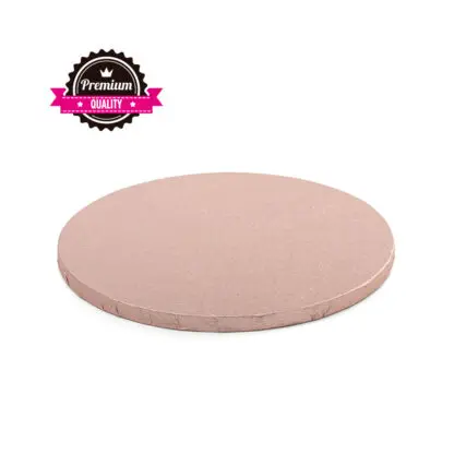 Podkład pod tort okrągły sztywny, gruby, wytrzymały - Różowe Złoto - średnica: 25 cm, grubość: 1,2 cm - Decora