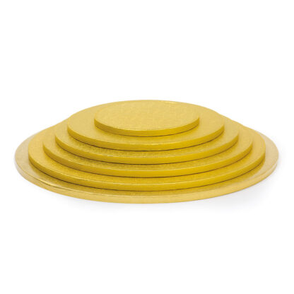 Podkład pod tort okrągły sztywny, gruby, wytrzymały - Złoty, grubość: 1,2 cm - Decora