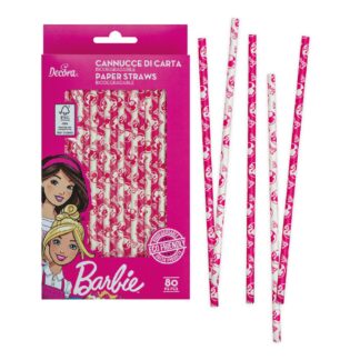 Słomki Papierowe Barbie - Decora - 80 szt.