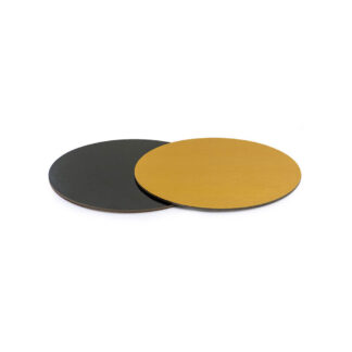 Podkład pod tort prostokątny sztywny, cienki, wytrzymały - Czarno-Złoty Ø 24 cm, grubość 0,3 cm Decora
