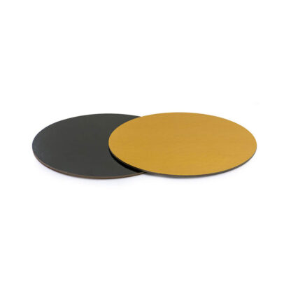 Podkład pod tort prostokątny sztywny, cienki, wytrzymały - Czarno-Złoty Ø 28 cm, grubość 0,3 cm Decora