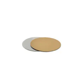 Podkład pod tort prostokątny sztywny, cienki, wytrzymały - Srebrno-Złoty Ø 13 cm, grubość 0,15 cm Decora