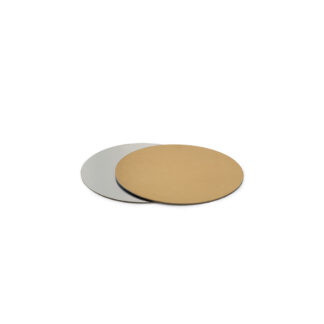 Podkład pod tort prostokątny sztywny, cienki, wytrzymały - Srebrno-Złoty Ø 15 cm, grubość 0,15 cm Decora