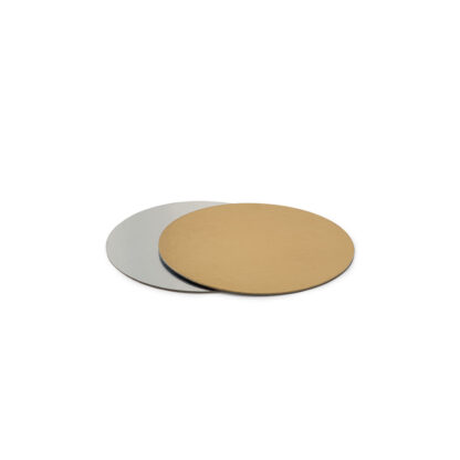 Podkład pod tort prostokątny sztywny, cienki, wytrzymały - Srebrno-Złoty Ø 20 cm, grubość 0,15 cm Decora