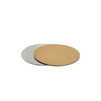 Podkład pod tort prostokątny sztywny, cienki, wytrzymały - Srebrno-Złoty Ø 22 cm, grubość 0,15 cm Decora