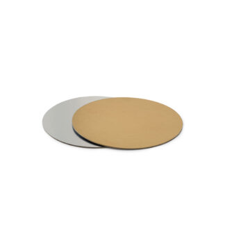 Podkład pod tort prostokątny sztywny, cienki, wytrzymały - Srebrno-Złoty Ø 24 cm, grubość 0,15 cm Decora