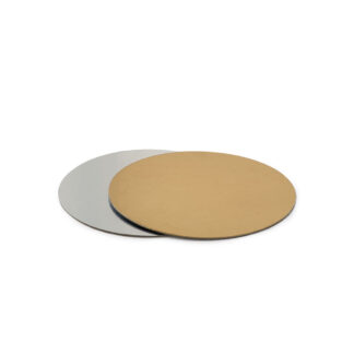 Podkład pod tort prostokątny sztywny, cienki, wytrzymały - Srebrno-Złoty Ø 26 cm, grubość 0,15 cm Decora