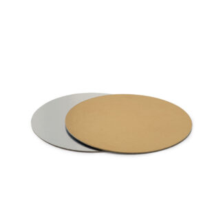 Podkład pod tort prostokątny sztywny, cienki, wytrzymały - Srebrno-Złoty Ø 28 cm, grubość 0,15 cm Decora
