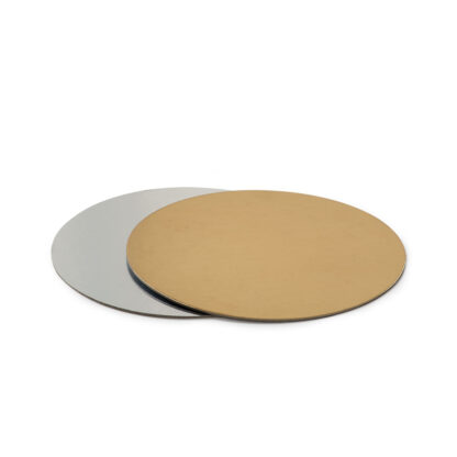 Podkład pod tort prostokątny sztywny, cienki, wytrzymały - Srebrno-Złoty Ø 30 cm, grubość 0,15 cm Decora