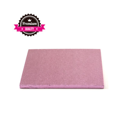 Podkład pod tort kwadratowy sztywny, gruby, wytrzymały - Różowy - 20x20 cm, grubość: 1,2 cm - Decora