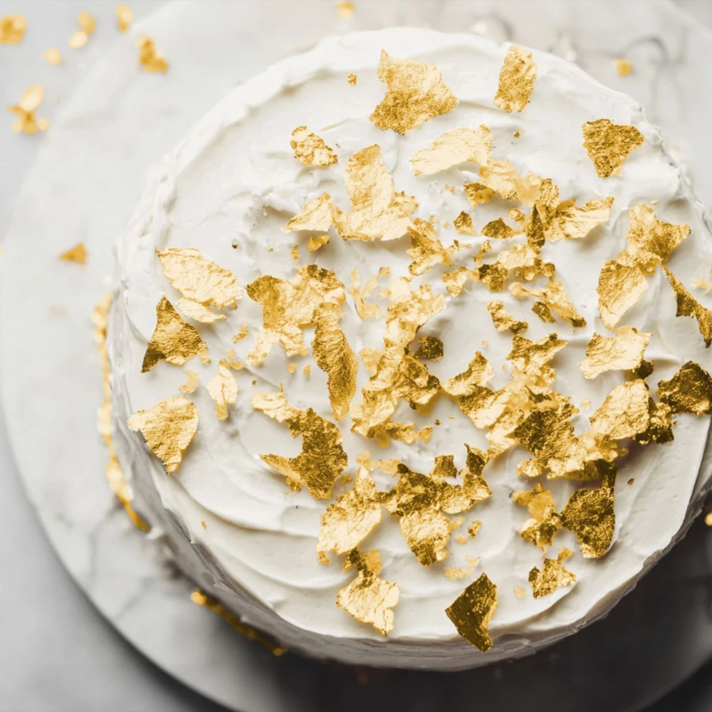 Złoto jadalne 24 karatowe w płatkach do dekoracji - 1 listek 8x8 cm - Sugarflair