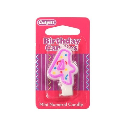Świeczka Urodzinowa Różowa Confetti - Cyfra 4