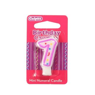Świeczka Urodzinowa Różowa Confetti - Cyfra 7