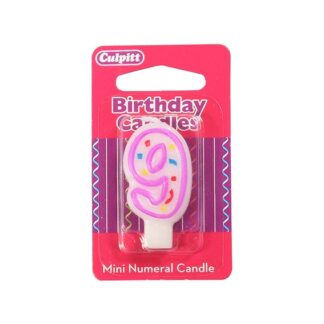 Świeczka Urodzinowa Różowa Confetti - Cyfra 9