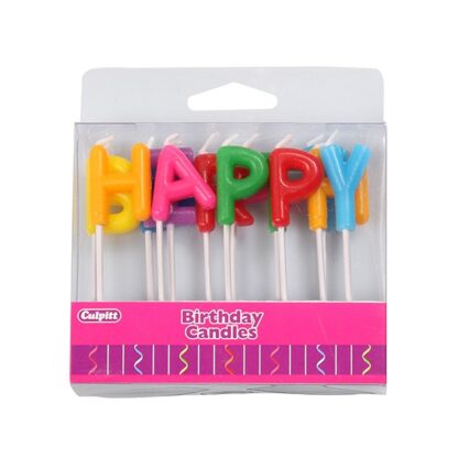 Świeczki Urodzinowe Kolorowe - Litery HAPPY BIRTHDAY - Culpitt