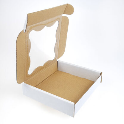 Pudełko na pierniki, ciasteczka z okienkiem białe kwadratowe 11 x 11 x 2,4 cm - 1 szt.