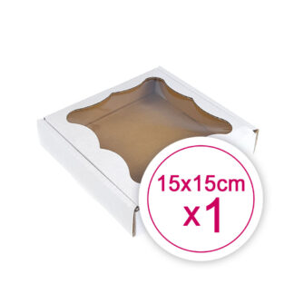 Pudełko na ciasteczka, pierniki, z okienkiem białe kwadratowe 15 x 15 x 2,4 cm - 1 szt.
