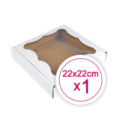 Pudełko na ciasteczka, pierniki, z okienkiem białe kwadratowe 22 x 22 x 2,4 cm - 1 szt.