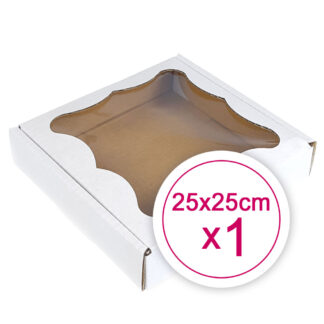Pudełko na ciasteczka, pierniki, z okienkiem białe kwadratowe 25 x 25 x 2,4 cm - 1 szt.