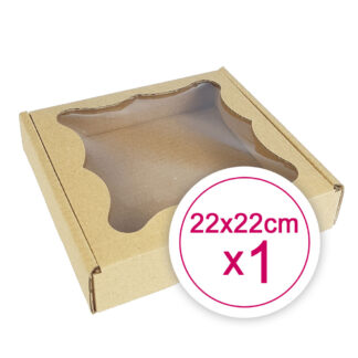 Pudełko na ciasteczka, pierniki, z okienkiem szare kwadratowe 22 x 22 x 2,4 cm - 1 szt.