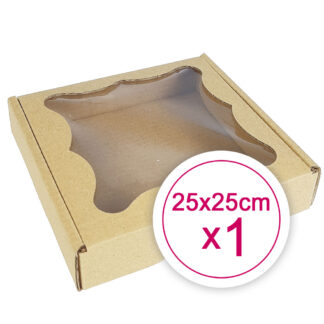 Pudełko na ciasteczka, pierniki, z okienkiem szare kwadratowe 25 x 25 x 2,4 cm - 1 szt.