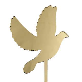 Topper Gołąb Komunijny 7 x 8,2 cm - Złoty Lustro - Miniowe Formy