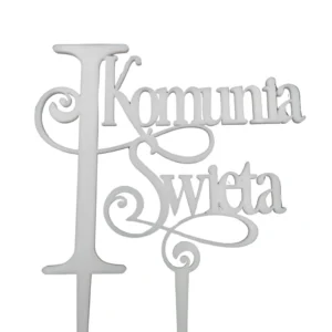 zdjęcie Topper Pierwsza Komunia Święta EXCLUSIVE 13 x 11 cm - Biały