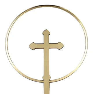 Topper Obręcz z Krzyżem 15 cm - Złoty Lustro - Miniowe Formy