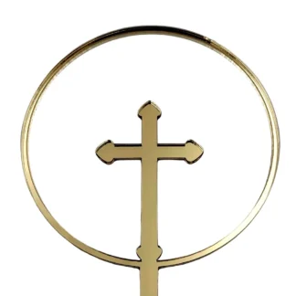 Topper Obręcz z Krzyżem 10 cm - Złoty Lustro - Miniowe Formy