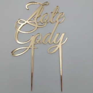 Topper Złote Gody - 14 x 13,5 cm - Złoty Lustro - Miniowe Formy