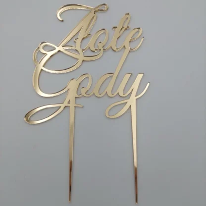 Topper Złote Gody - 14 x 13,5 cm - Złoty Lustro - Miniowe Formy