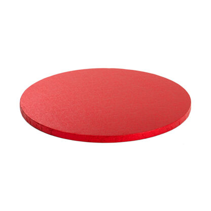 Podkład pod tort okrągły sztywny, gruby, wytrzymały - Czerwony - średnica: 40 cm, grubość: 1,2 cm - Decora