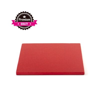 Podkład pod tort kwadratowy Czerwony 20x20 cm, h 1,2 cm Decora