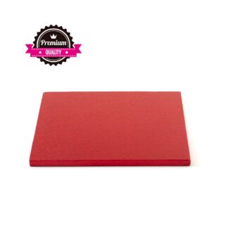 Podkład pod tort kwadratowy Czerwony 25x25 cm, h 1,2 cm Decora