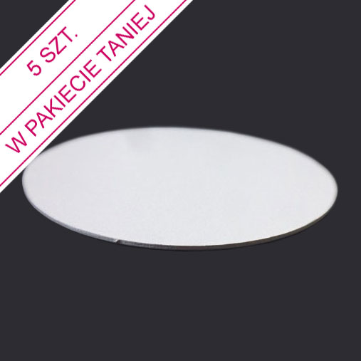 Podkład pod tort okrągły lekki, sztywny, cienki, wytrzymały - Biały - ø 13 cm, grubość: 0,3 cm - Aleksander Print - pakiet 5 szt.