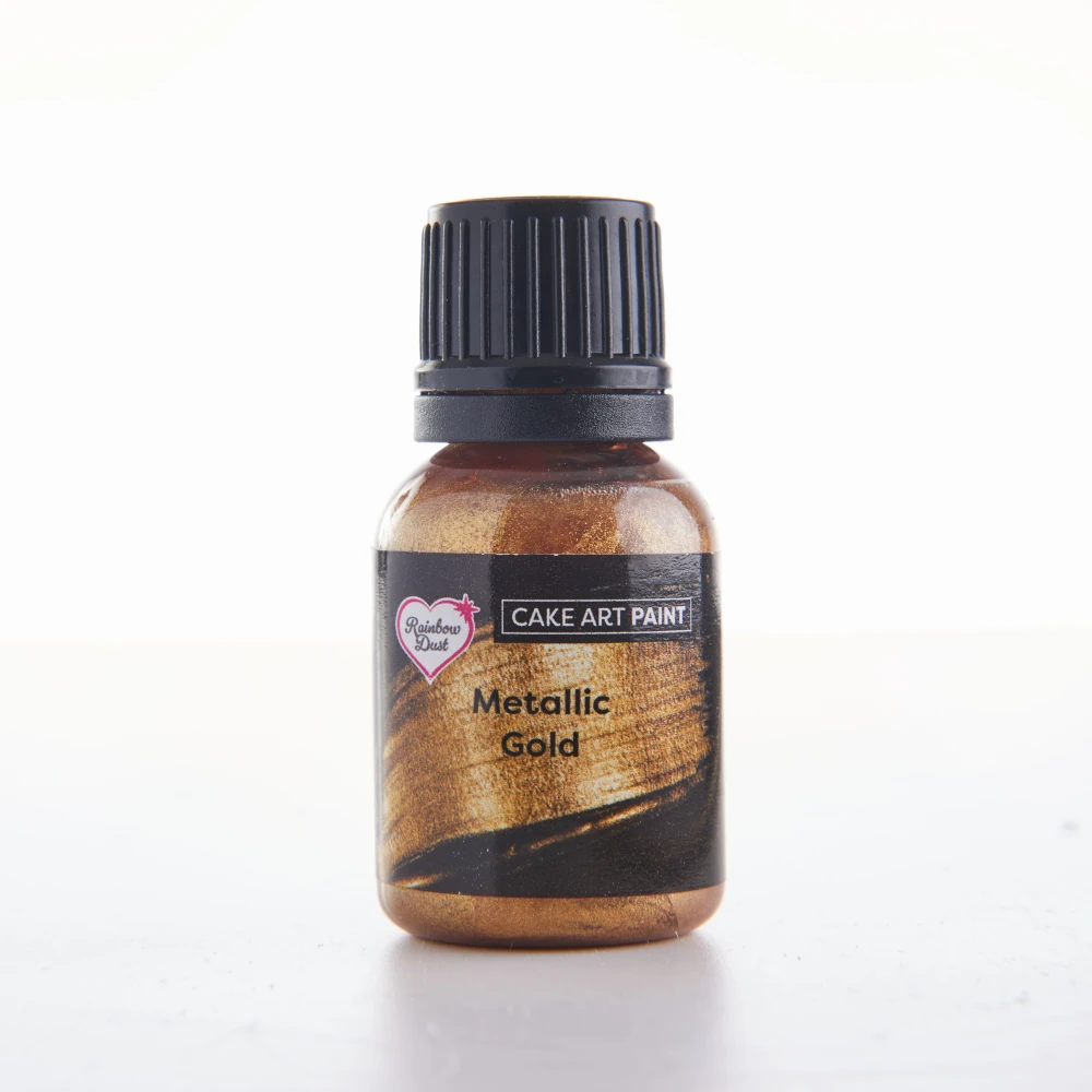 Farbka jadalna, spożywcza w płynie Rainbow Dust Paint Metallic Gold, Złota (25ml)