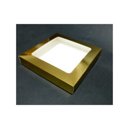 Pudełko na pierniczki z okienkiem - Złote - 15x15x2 cm