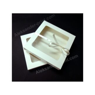 Pudełko na pierniczki z okienkiem - Białe - 15x15x2 cm