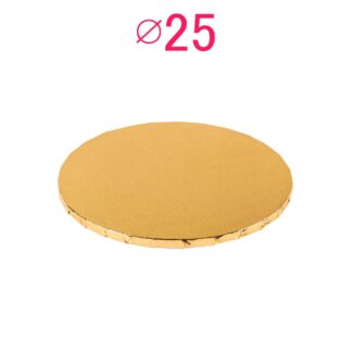 Gruby, sztywny podkład pod tort, ciasto okrągły - Złoty - średnica: 25 cm, grubość: 1 cm - Podkłady Cukiernicze Julita