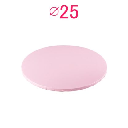 Gruby, sztywny podkład pod tort, ciasto okrągły - Jasny Różowy - średnica: 25 cm, grubość: 1 cm - Podkłady Cukiernicze Julita