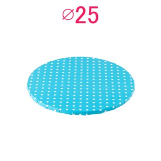 Gruby, sztywny podkład pod tort, ciasto okrągły - Niebieski w Kropki - średnica: 25 cm, grubość: 1 cm - Podkłady Cukiernicze Julita