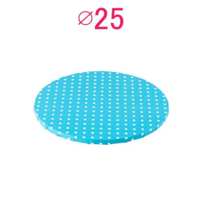 Gruby, sztywny podkład pod tort, ciasto okrągły - Niebieski w Kropki - średnica: 25 cm, grubość: 1 cm - Podkłady Cukiernicze Julita